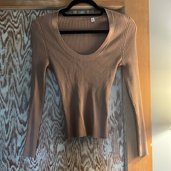 A.L.C. Declan Rib Knit Swoop-Neck, Maple - S - Picture 3 of 8